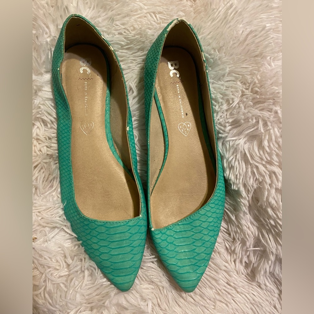 Born In California Mint Snakeskin Flats